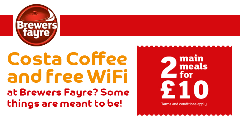 Brewers Fayre - 2 for �10 Offer