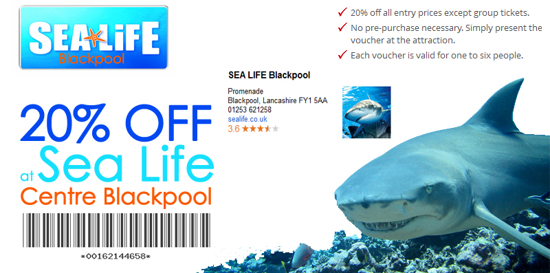 20% OFF AT Sea Life Centre Blackpool